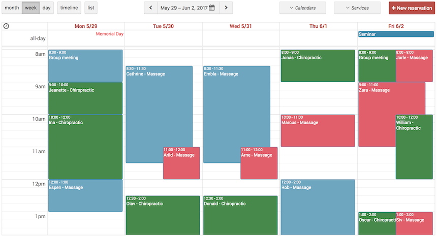 Skjermbilde av kalender i MakePlans